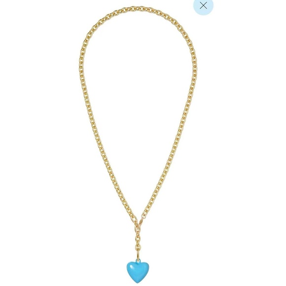 Roxanne Assoulin The Mini Puffy Heart Necklace Gold chainturquoise pendant
